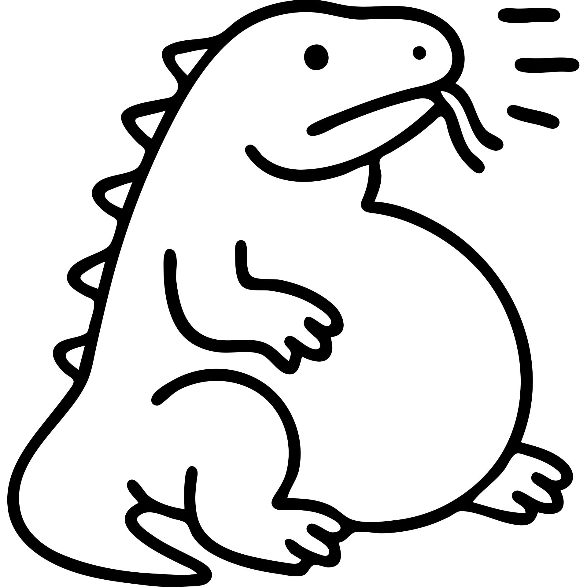 An outline of a chubby komodo dragon with motion lines indicating hiccups, oversized belly emoji