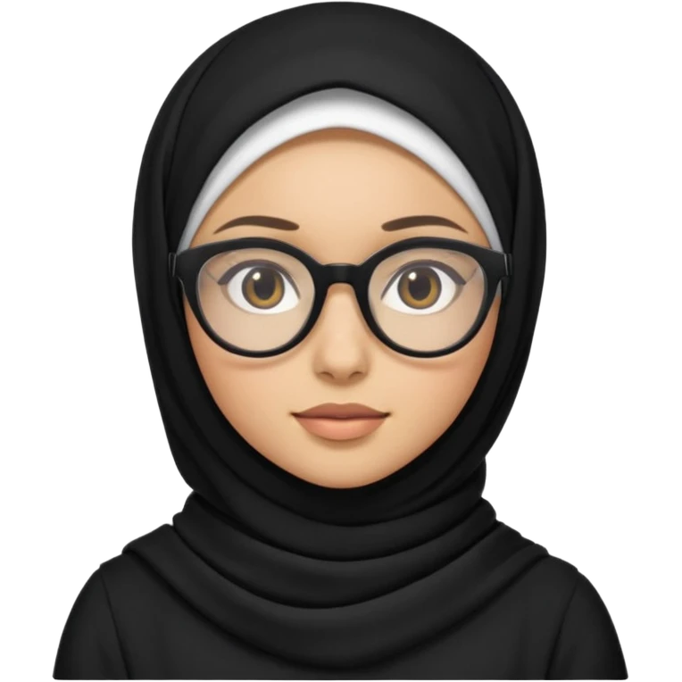 Chica con hijab negro y gafas emoji