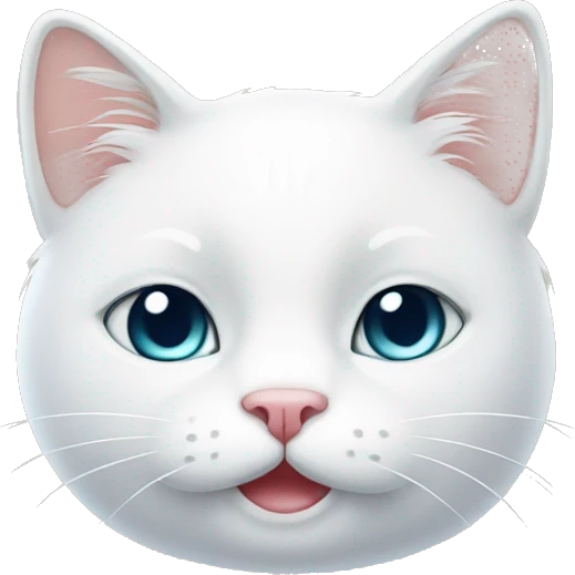 cartoon white cute cat face emoji