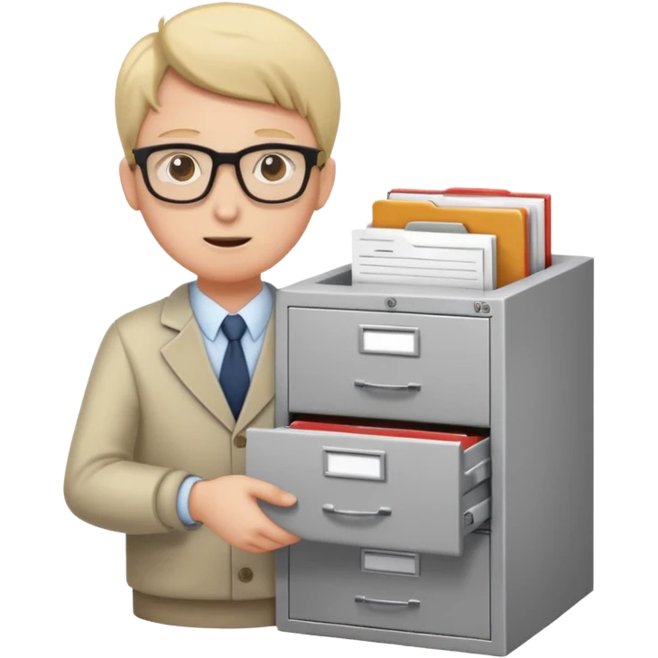  A person opening a filing cabinet to search for file emoji