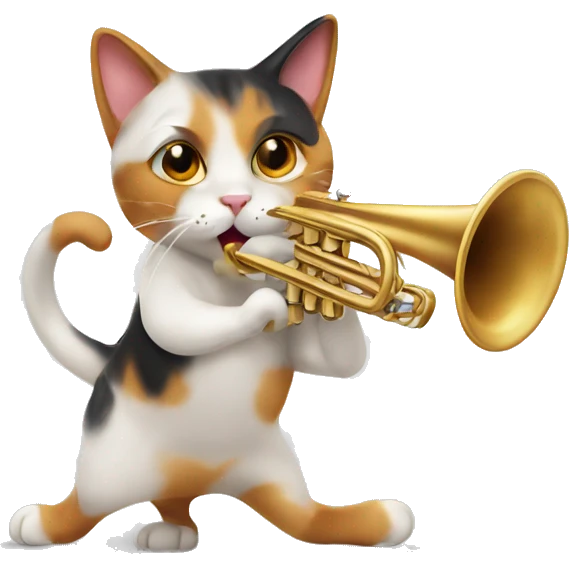 Calico cat playing trumpet emoji