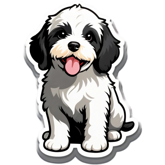 Cockapoo, puppy, black and white ￼ emoji