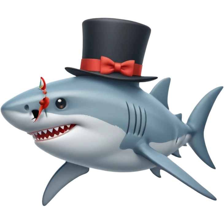 Shark with a top hat emoji