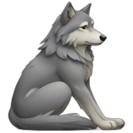 Lonely wolf depressed sitting emoji