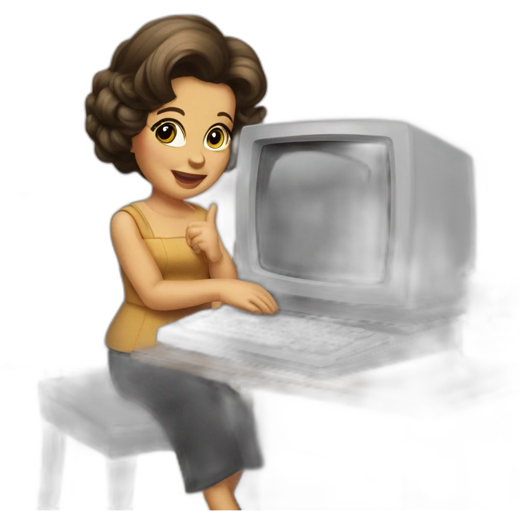 70's housewife infant hacker at the computer emoji