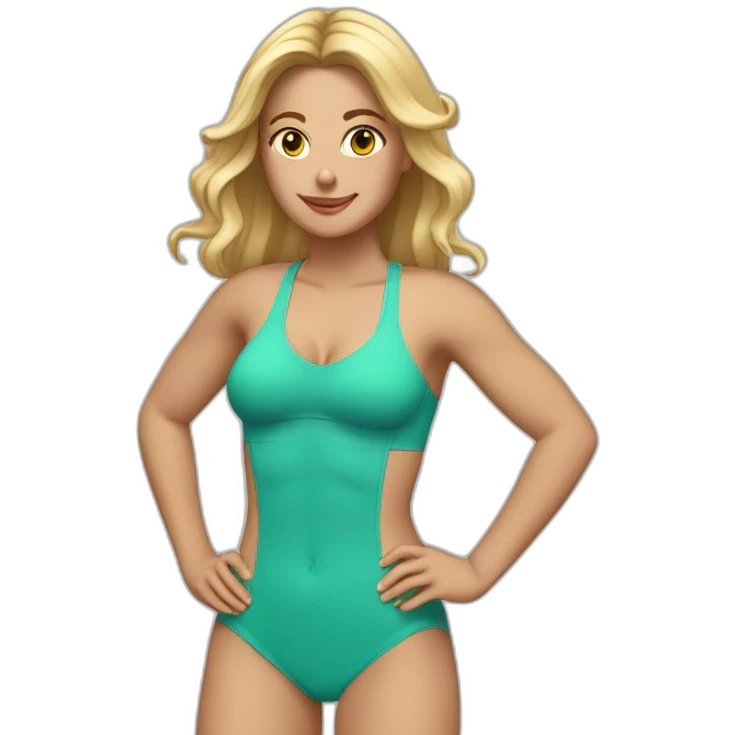 fit Caucasian woman small panties hands-in-hair pose (beach body) emoji
