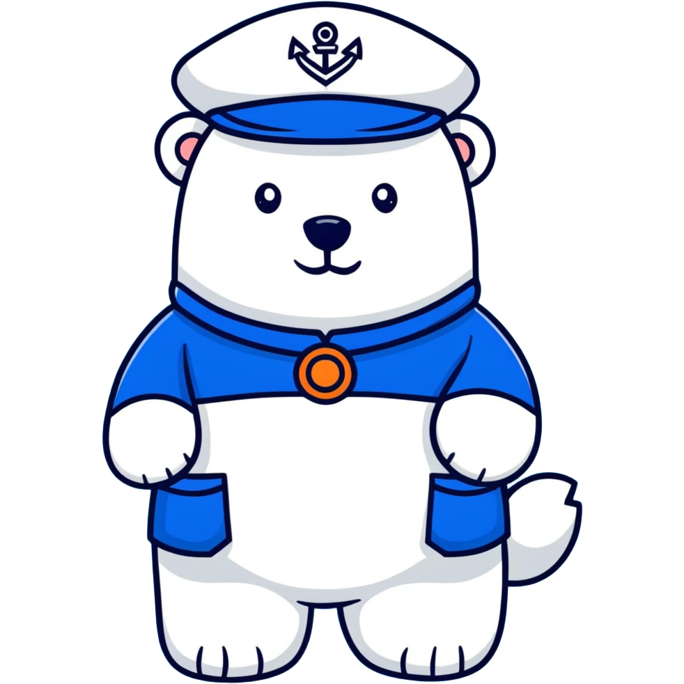 Polar bear captain with blue uniform and captain's hat, Captain Barnacles from Octonauts emoji