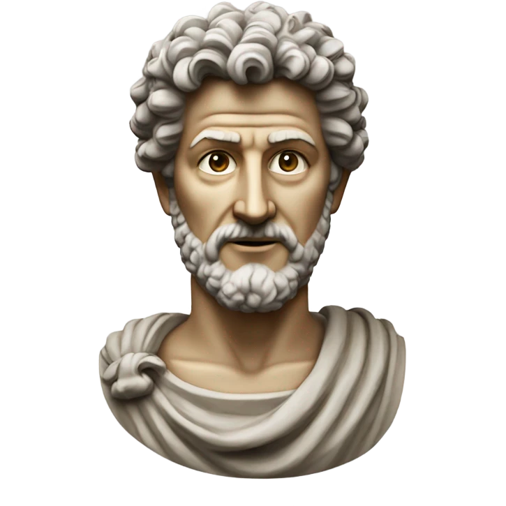 marcus aurelius statue looking into the camera with a slight smile emoji