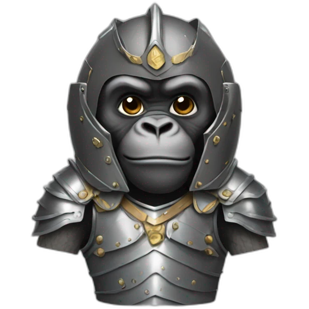 Young gorilla wearing a suit of armor emoji