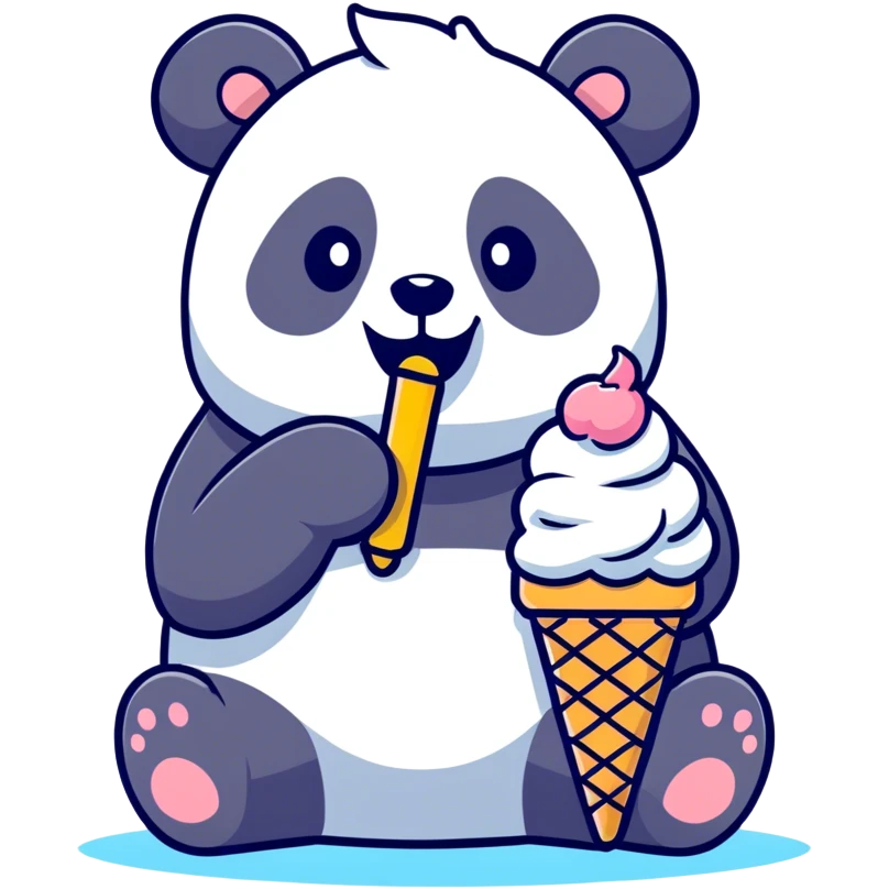 Panda eating ice cream emoji