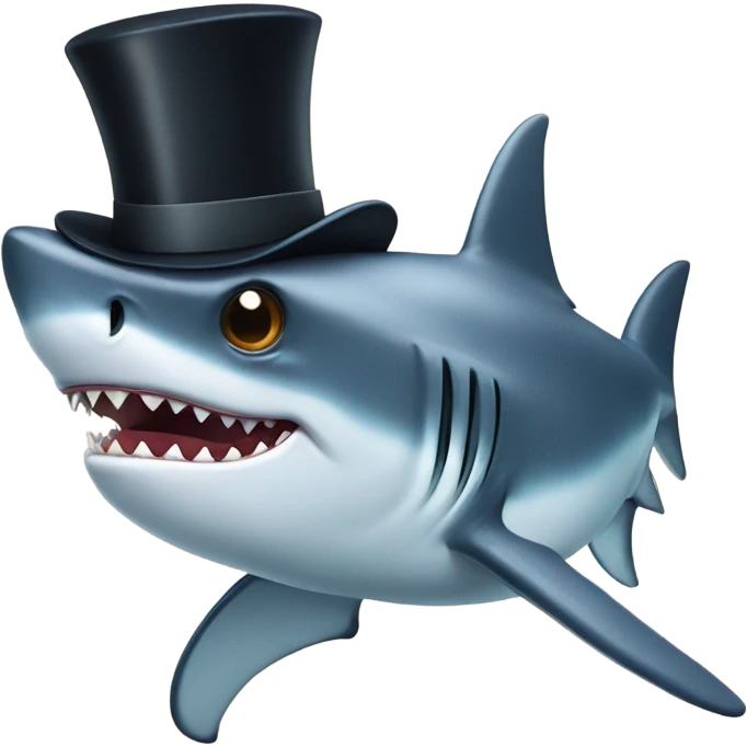 Shark with a top hat emoji