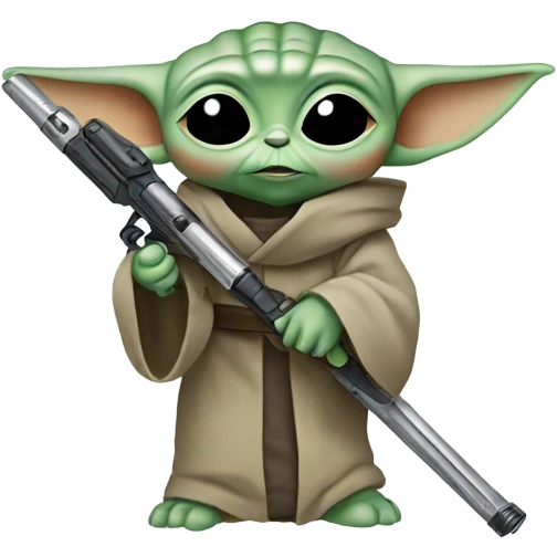 baby yoda with a weapon emoji