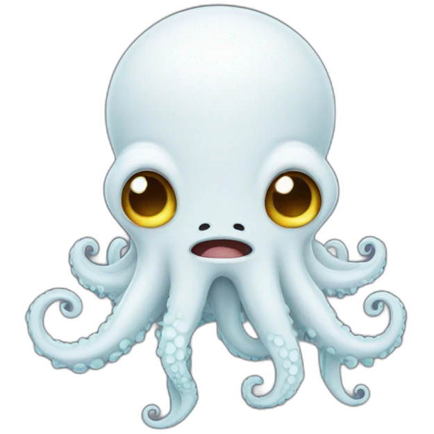 cute white kraken with cute face crying emoji