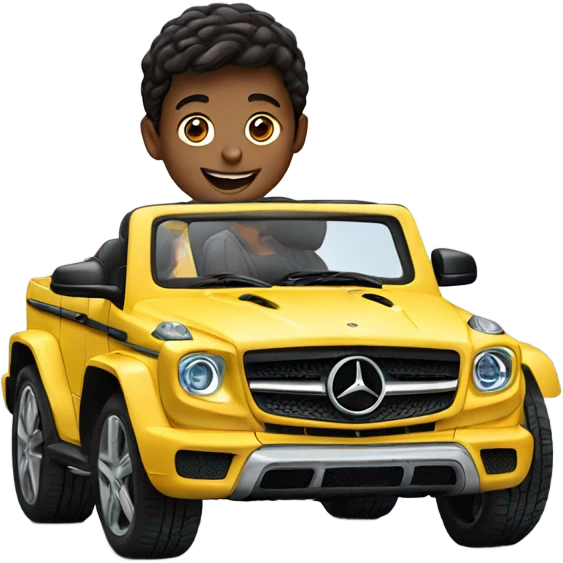 Mercedes-Benz with boy emoji