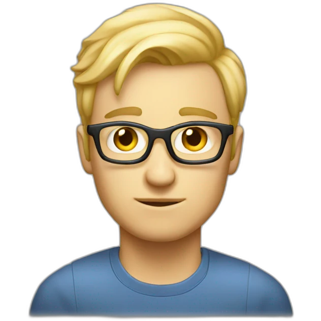 Blond man programmer big hazelnut emoji