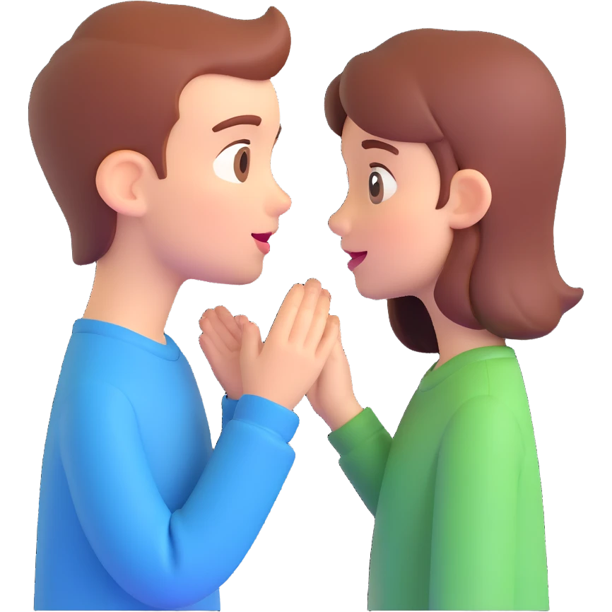 character whispering, expressive style emoji