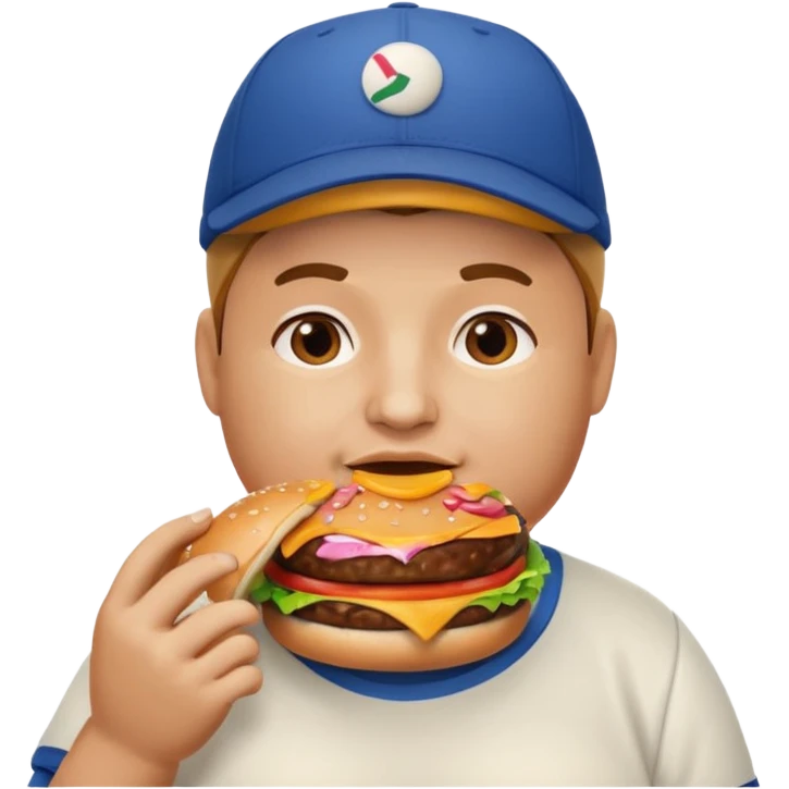 rotund person eating a burger emoji