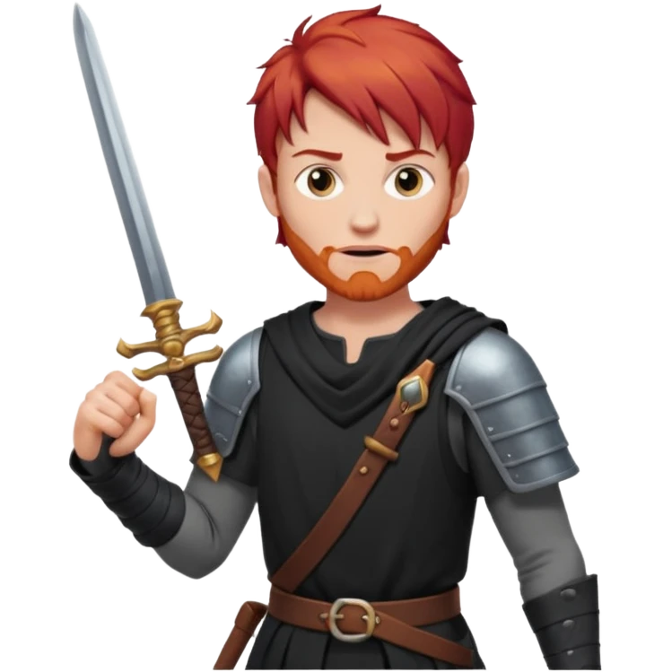 A man with red hair and a missing arm and weilds a sword emoji