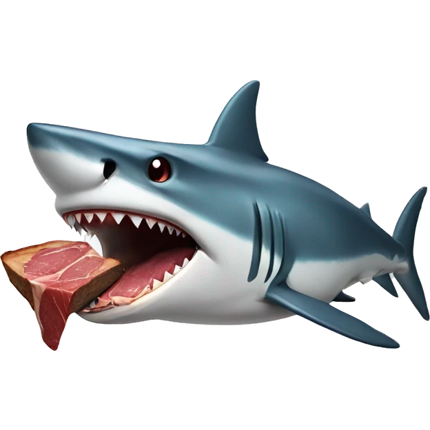 Shark with a steak in its mouth emoji