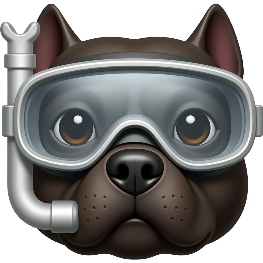 black pitbull dogs head wearing diving goggles emoji