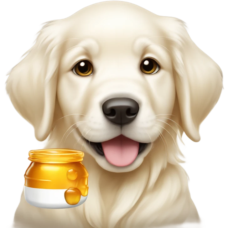 White English cream Golden retriever puppy with honey  emoji