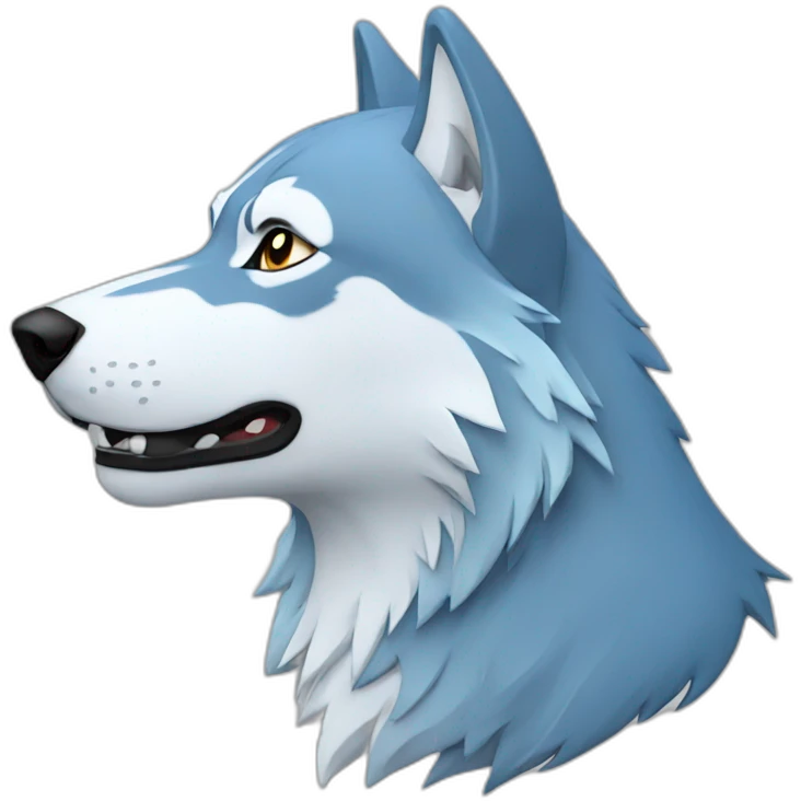 Wolf, white, lightblue emoji