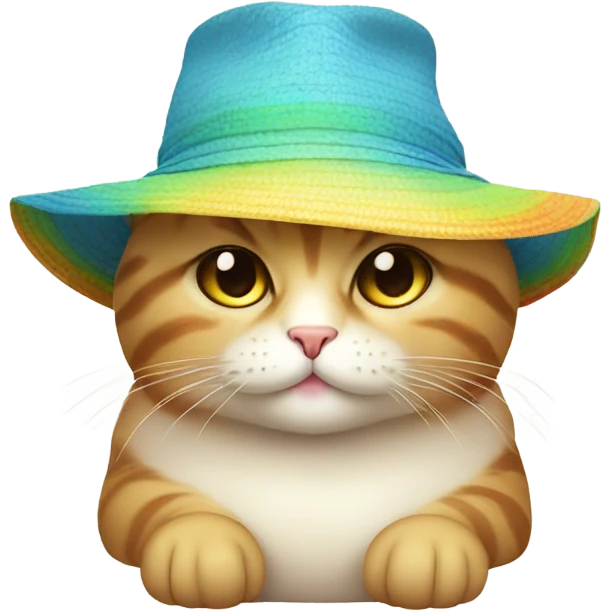 Cute fat cat wearing a sun hat  emoji