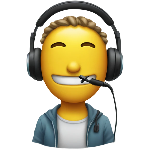 an smiley with headphone with mic emoji