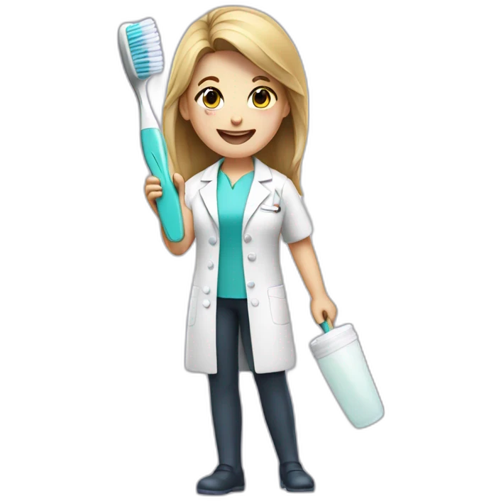 dentist girl with a toothbrush in his hand emoji
