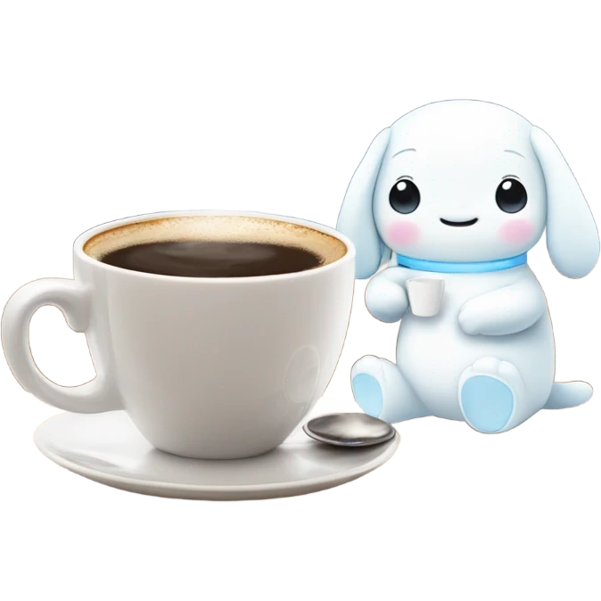Cinnamorrol with a cup of coffee emoji