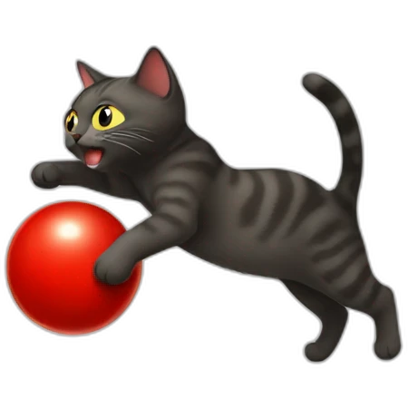 cat catching red dot emoji