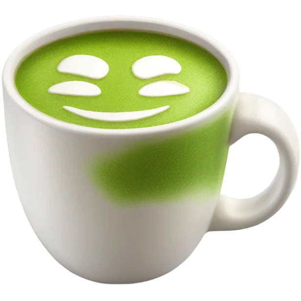 Realistic Matcha latte in white mug emoji