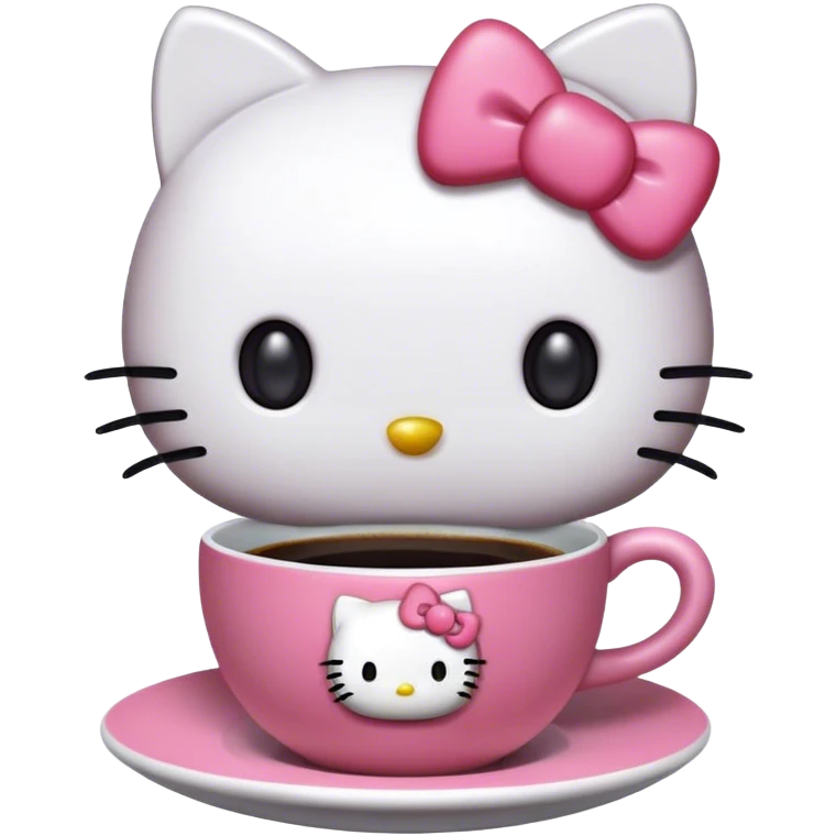 Hello kitty drinking coffee  emoji