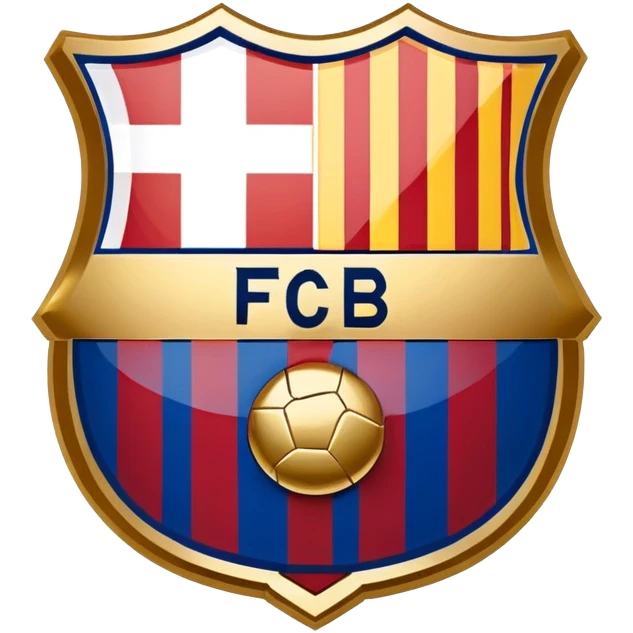 FC Barcelona logo, shield with blue and red stripes, football club emblem emoji