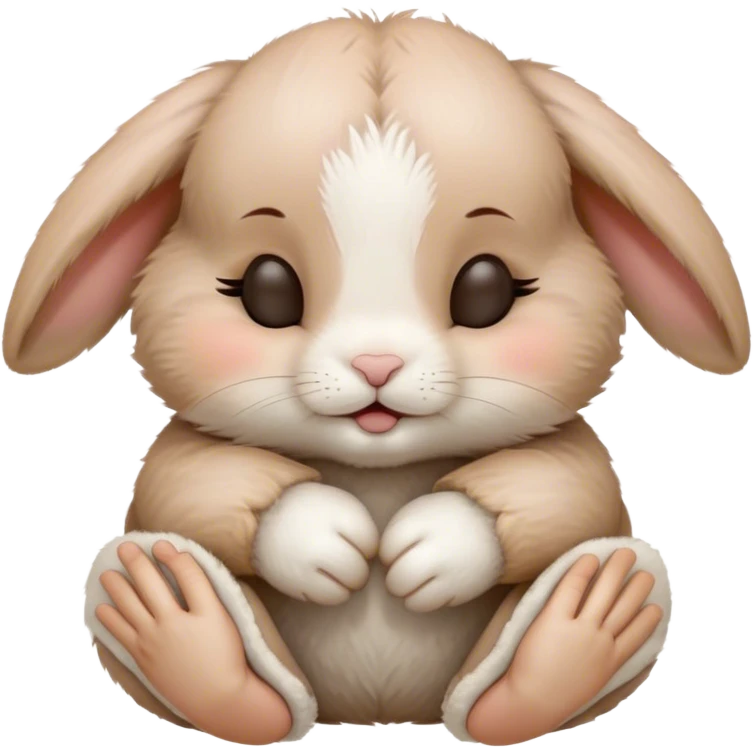 Baby rabbit close eyes with hands emoji