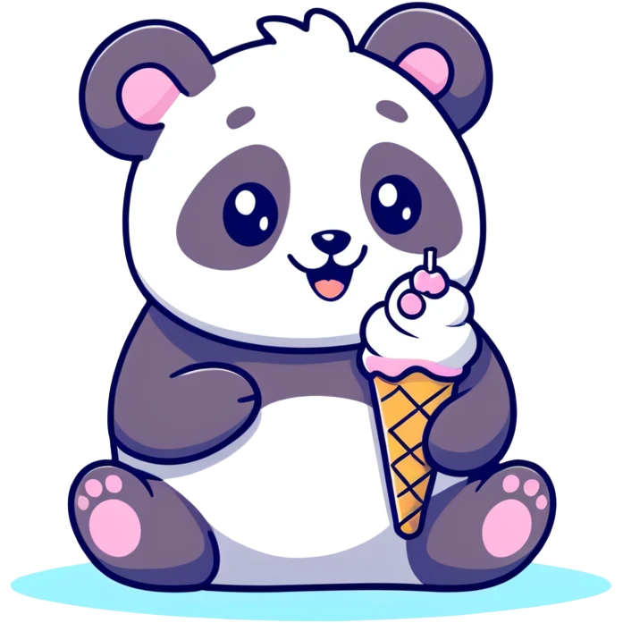 Panda eating ice cream emoji