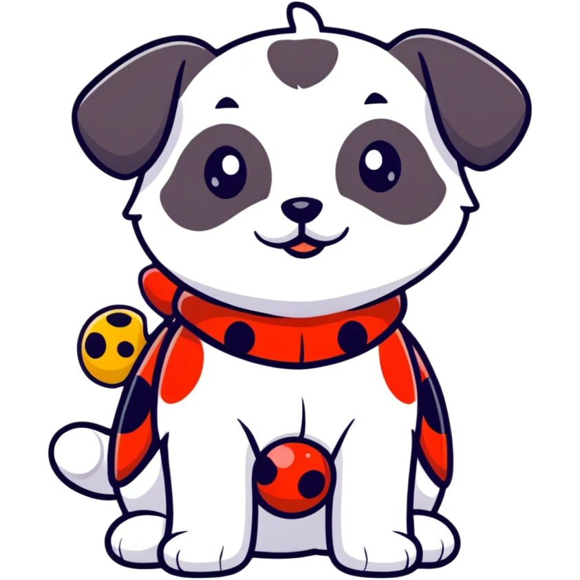 cute puppy in a ladybug costume emoji