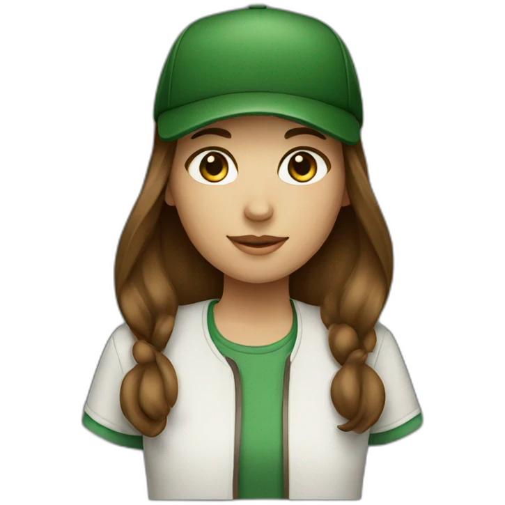 Brown haired girl with dark green cap emoji