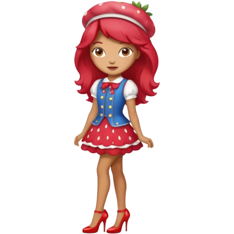 pretty and cute realistic modern day strawberry shortcake full body with high heels emoji