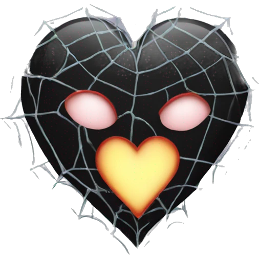 Black heart with webs emoji