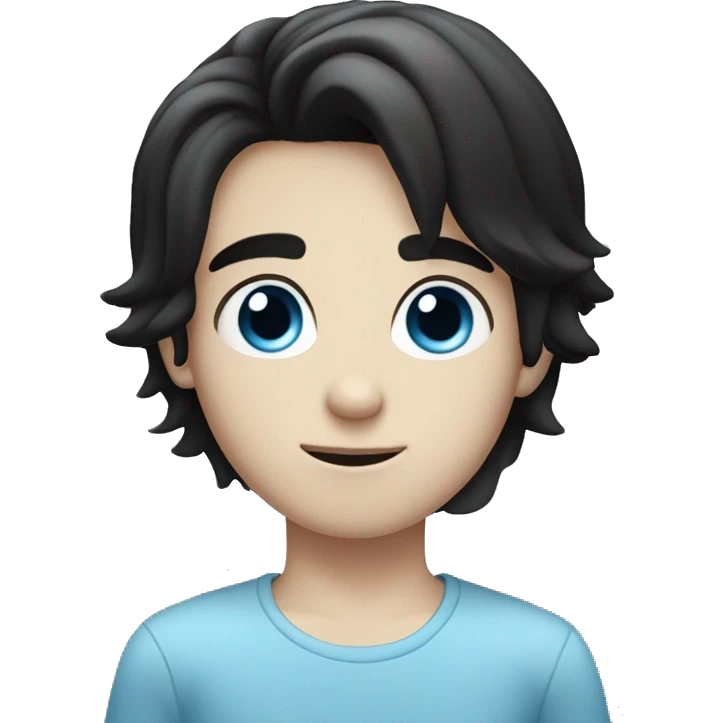 pale complexion blue eyed boy with a blank look on his face and black hair emoji
