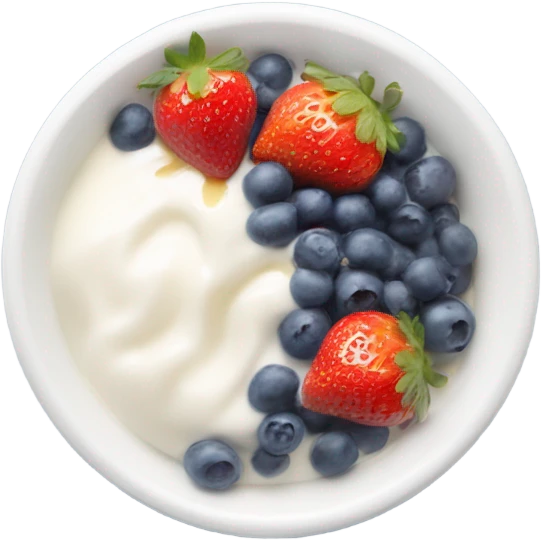 a bowl of yogurt and strawberries and blueberries with a drizzle of honey  emoji