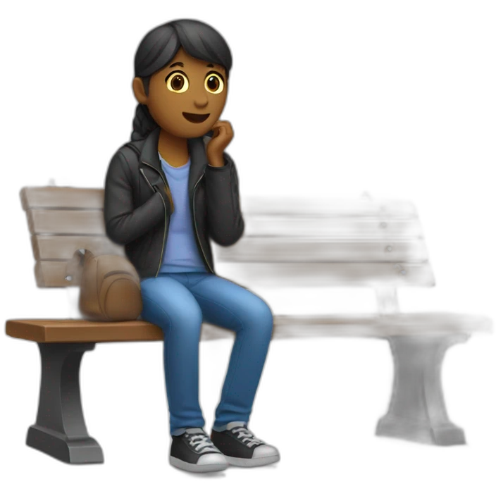 Strangers waiting on bench emoji