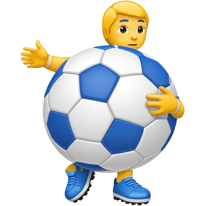 blue and yellow M with football on the side  emoji