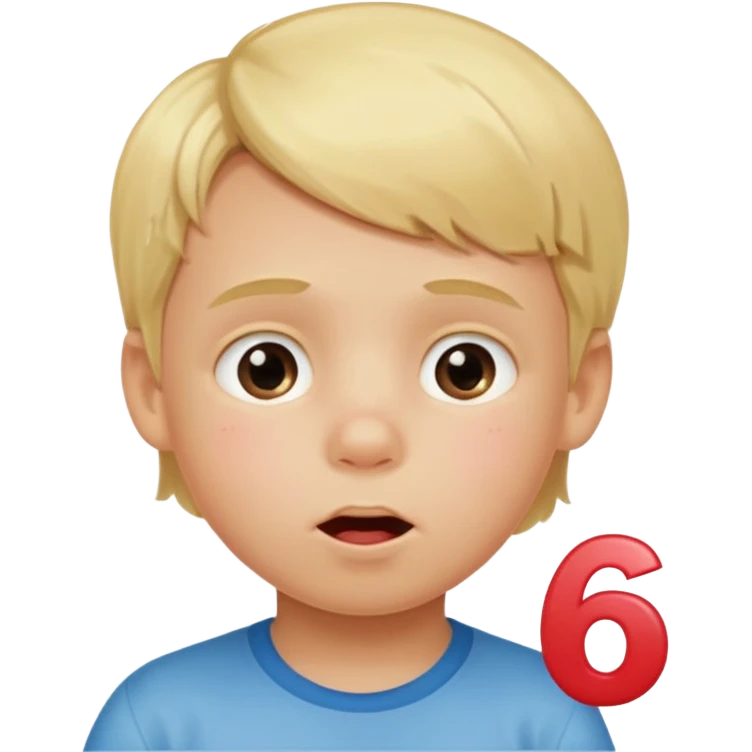 Blonde kid drooling with numbers 67 next to him  emoji