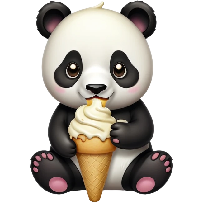 Panda eating ice cream emoji