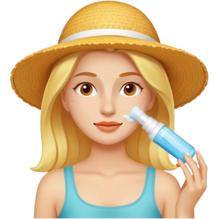female character with applying sunscreen to face emoji