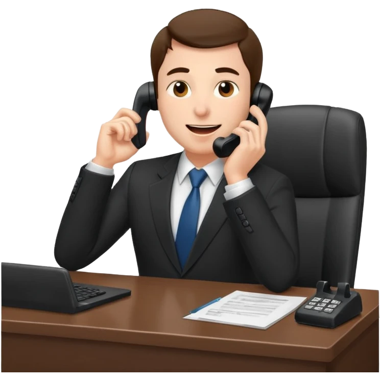 excited office boss on phone at his desk emoji