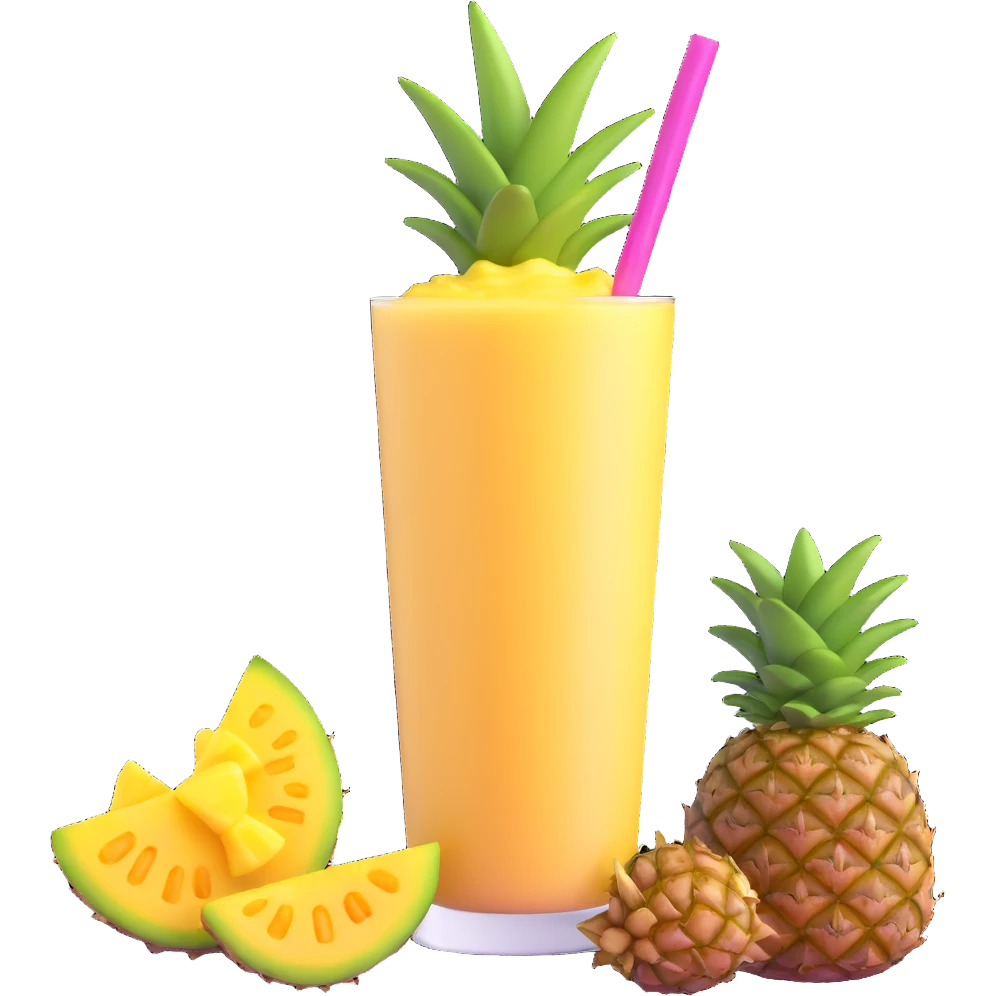 tropical smoothie with pineapple and coconut emoji
