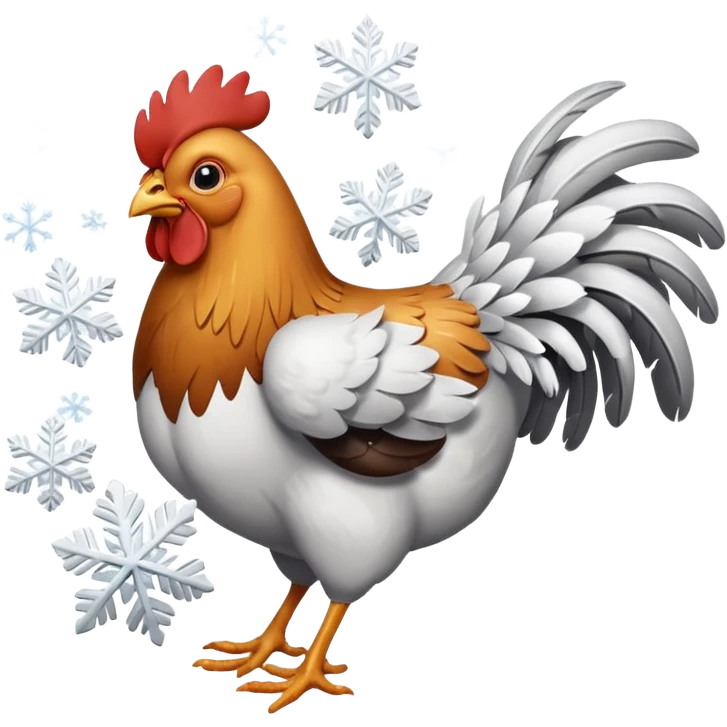 "Chicken flying in the wind during a snowstorm" emoji